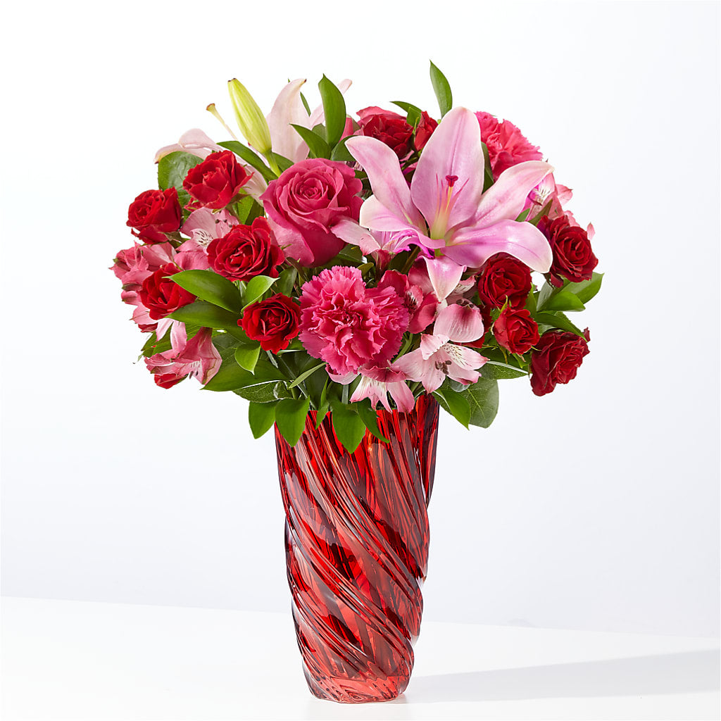 In Love Bouquet with Luxe Swirl Vase – MONA'S BOUQUETS, Bacliff TX