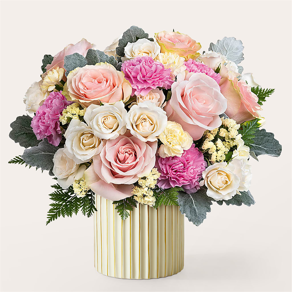 Blissful Moments Bouquet with Ivory Vase – MONA'S BOUQUETS, Bacliff TX