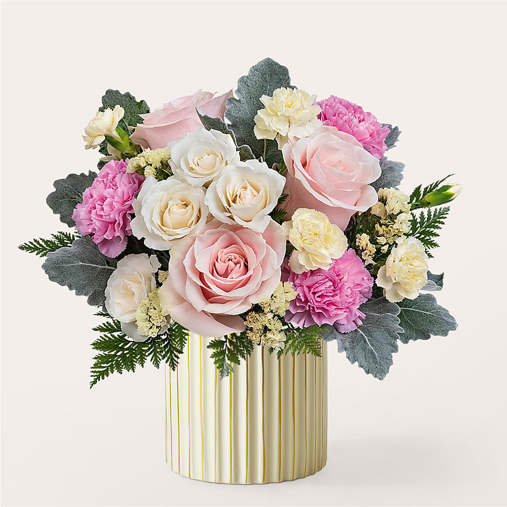 Blissful Moments Bouquet with Ivory Vase – MONA'S BOUQUETS, Bacliff TX