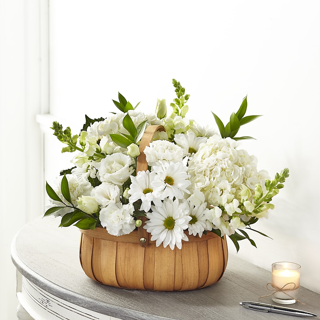 Pure Ivory Basket – MONA'S BOUQUETS, Bacliff TX