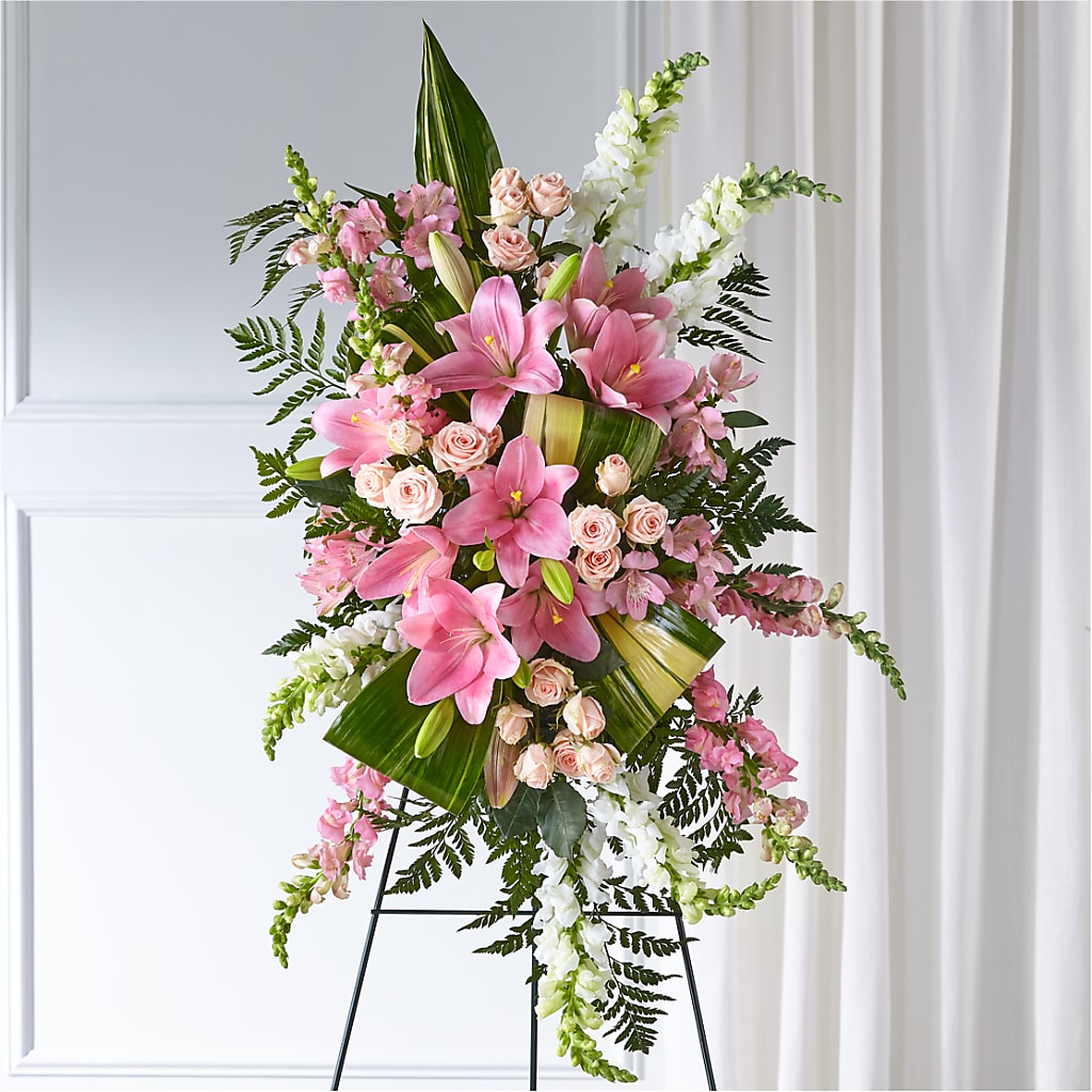 Elegant Embrace Standing Spray – MONA'S BOUQUETS, Bacliff TX