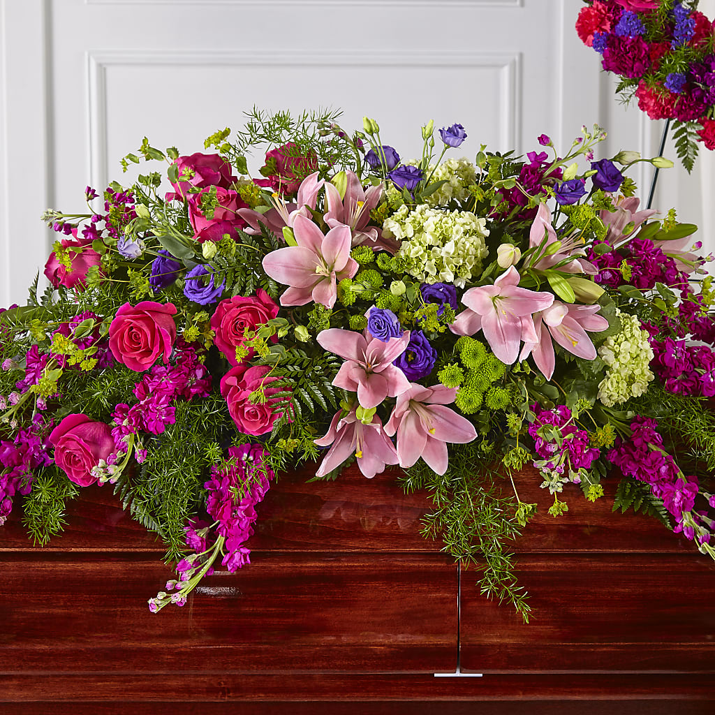Radiant Tribute Casket Spray – MONA'S BOUQUETS, Bacliff TX