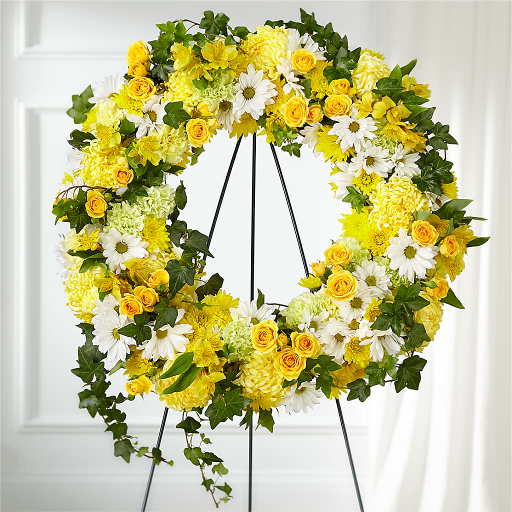 Golden Remembrance Wreath – MONA'S BOUQUETS, Bacliff TX