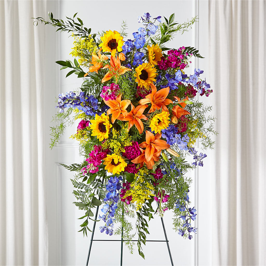 Sunlit Memories Standing Spray (Standard) – MONA'S BOUQUETS, Bacliff TX