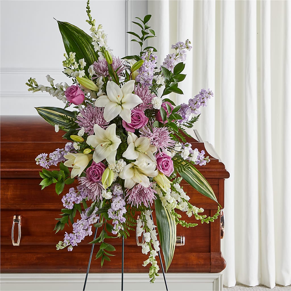 Grateful Hearts Standing Spray – MONA'S BOUQUETS, Bacliff TX