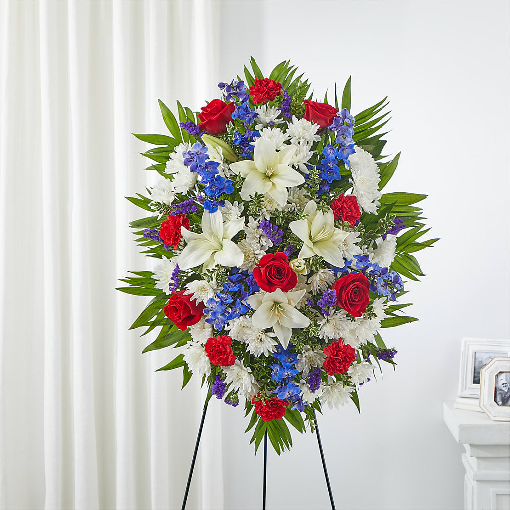Cherished Service Standing Spray – MONA'S BOUQUETS, Bacliff TX