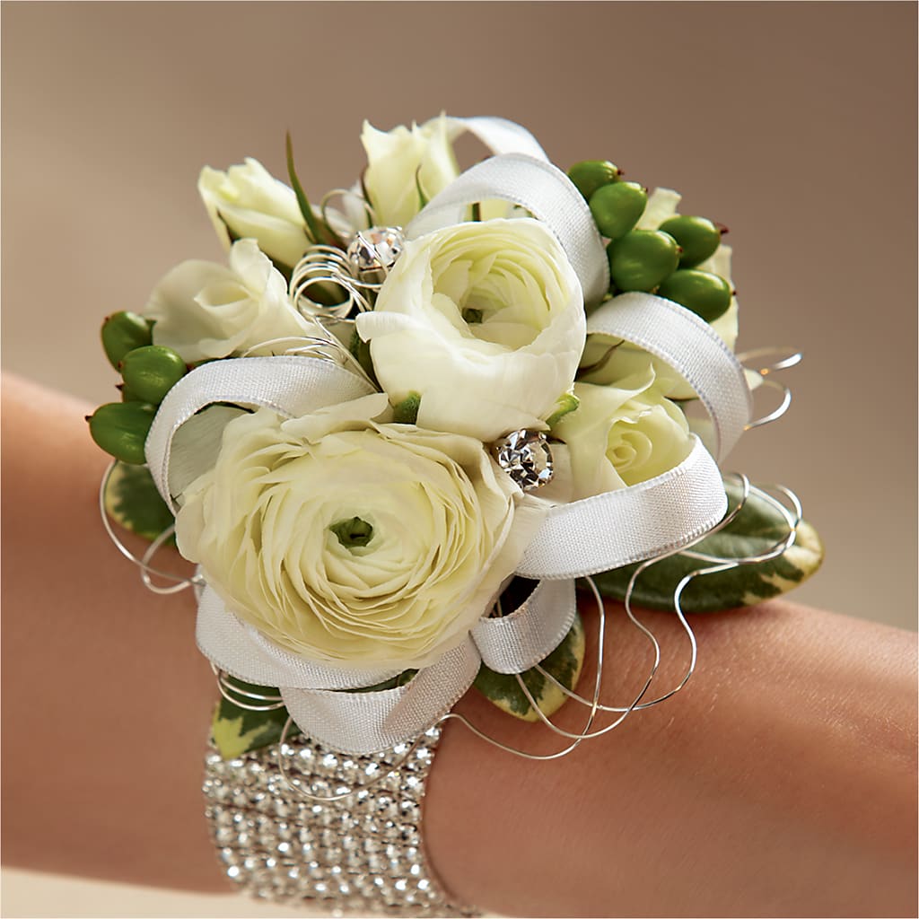 White Wedding Corsage – MONA'S BOUQUETS, Bacliff TX