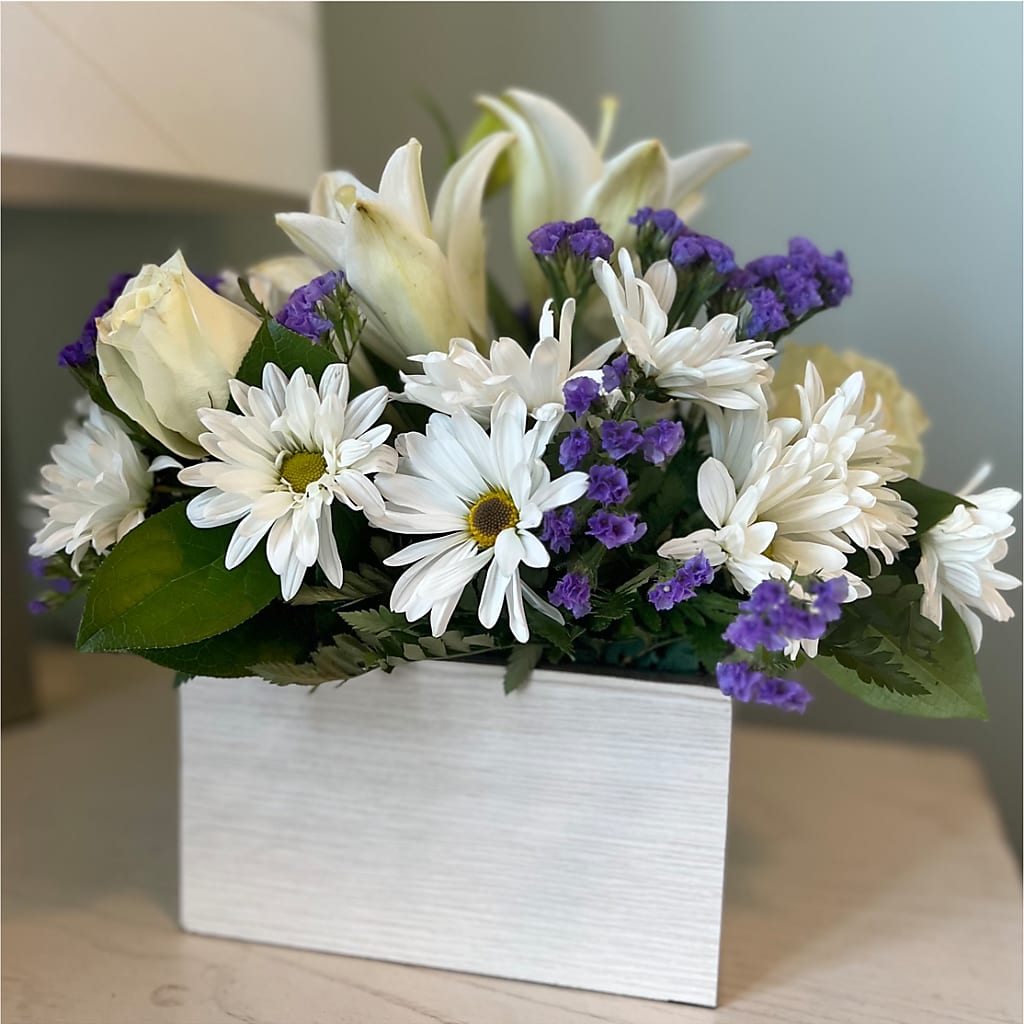 Beyond Blue Box Bouquet – MONA'S BOUQUETS, Bacliff TX