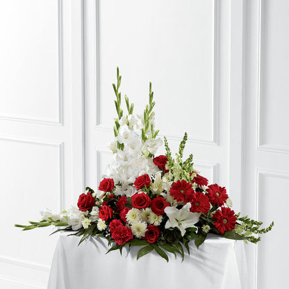 Crimson & White Arrangement – MONA'S BOUQUETS, Bacliff TX