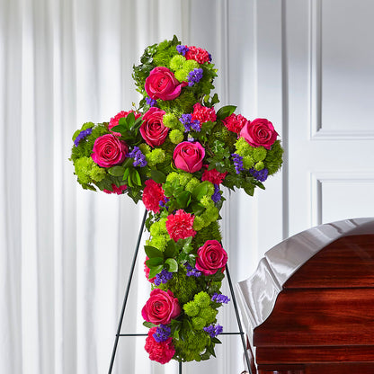 Tribute Rose Floral Cross – MONA'S BOUQUETS, Bacliff TX