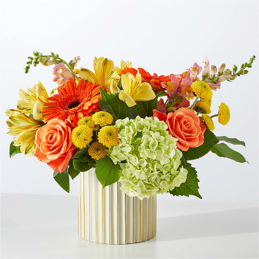Autumn Sunshine Bouquet with Ivory Vase – MONA'S BOUQUETS, Bacliff TX