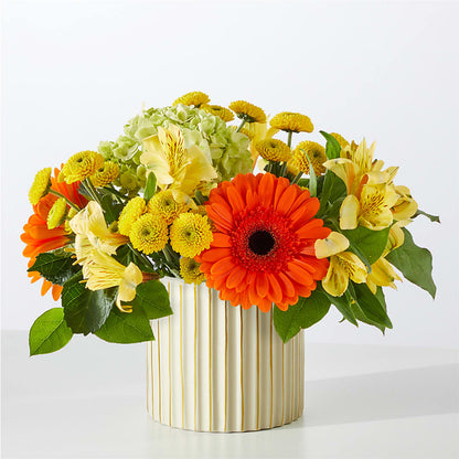 Autumn Sunshine Bouquet with Ivory Vase – MONA'S BOUQUETS, Bacliff TX